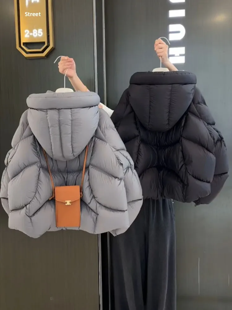 Único ort puffer jaet inverno 2025 novo coreano sle casaco de pão com capuz thi outerwear commute sle fibra de poliéster