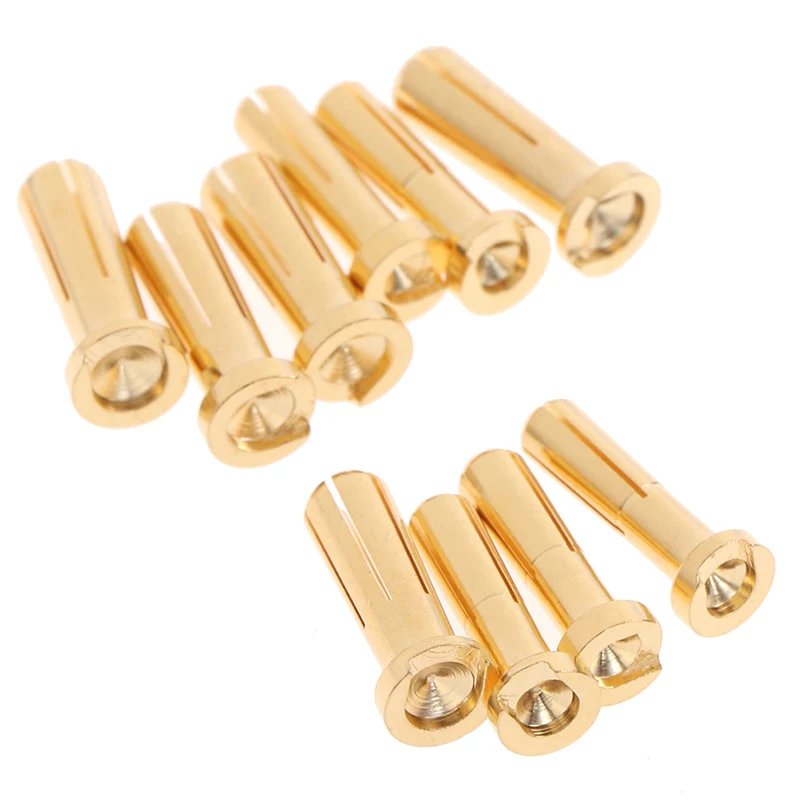 5pcs 4/5mm Bullet Banana Plug Connector Male for RC Battery Part Gold Plated