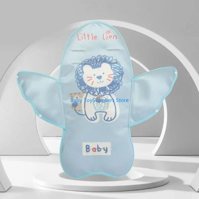 R1WF Cartoon Pattern Ice Silk Strollers PAD PAD يضمن ركوب الخيل المريحة للطفل مع أو بدون وسادة مسند الرأس