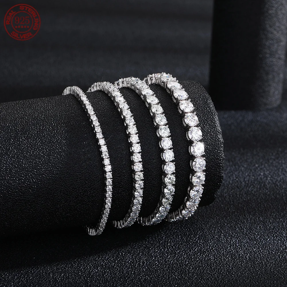 Factory Price D VVS1 Moissanite Tennis Bracelet Full Diamond GRA 925 Silver Plated 18k Fashion Personality Exquisite Jewelry