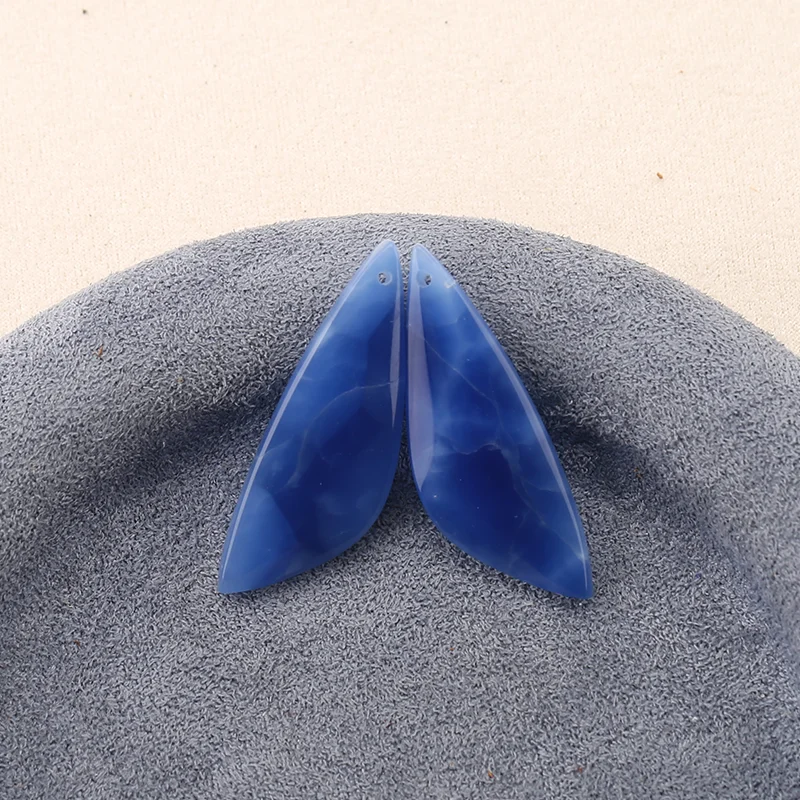 

Natural Blue Onyx Willow Leaf Shape Earrings Beads for Jewelry Making, Handmade Natural stones beads 37*13*5mm 6.5g