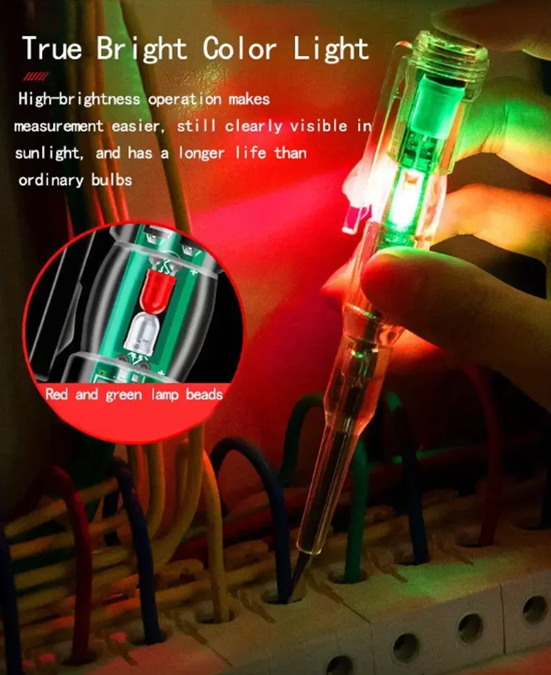 Pióro testowe Kolor Podwójny czujnik światła Sygnał dźwiękowy Alarm Elektryk Test Broken Zero Fire Pióro do wykrywania przewodów Wysoka jasność