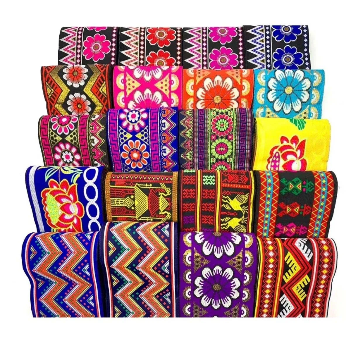 

10cm 7 Yards Jauquard Ribbon Vintage Ethnic Embroidery Lace Trim Ribbon For Clothes Curtain Accessories DIY Fabric