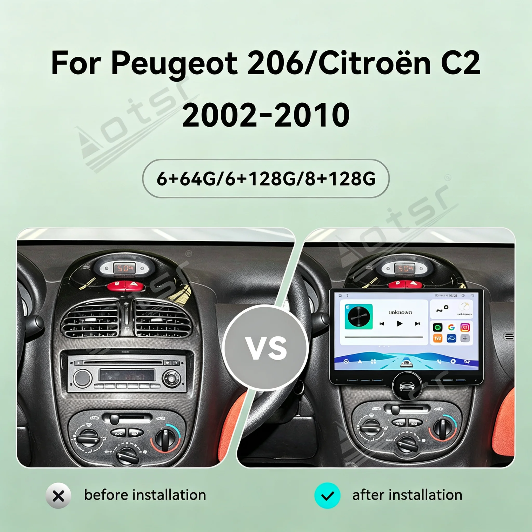 Radio Tape Recorder For Peugeot 206 Citroen C2 2002-2010 11.5 Inch Android 15 Stereo Head Unit Car GPS Navigation Wireles