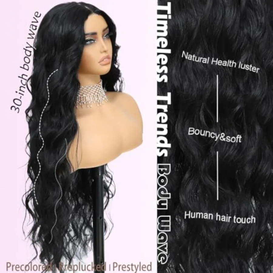 30 بوصة الاصطناعية الدانتيل شعر مستعار أمامي 4x1 غلويليس قبل قطع الدانتيل ارتداء والذهاب الاصطناعية شعر مستعار متموج للنساء الجسم موجة الجزء الأوسط الاصطناعية #5