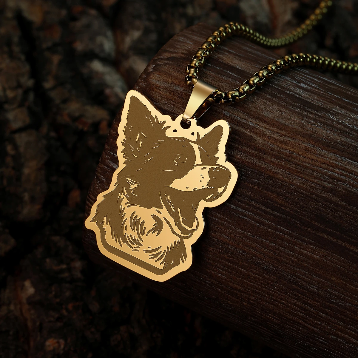 QIAMNI Stainless Steel Fashion Border Collie Dog Pendant Necklace For Women Men Gift Pet Animal Choker Clavicle Chain Jewelry