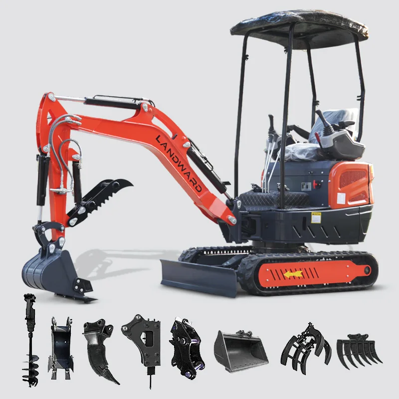 ขายส่ง 2 ตันไฮดรอลิกรถขุดขนาดเล็ก 1600 กก.การเกษตร Orchard 1ton Trench Digger 1.6Ton ดีเซล Mini Excavator ที่กําหนดเอง