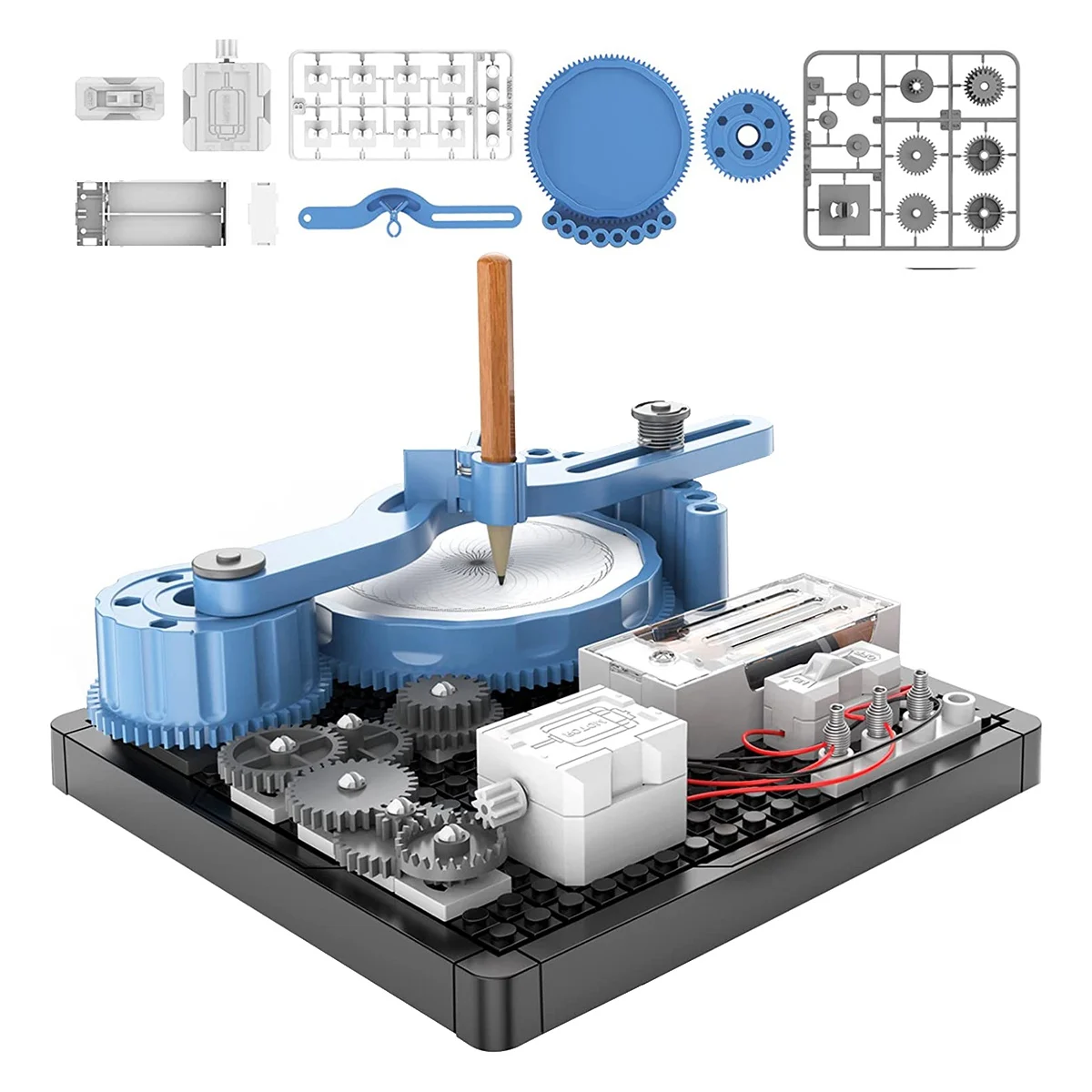 STEM Toys,Mechanical Painting Science Kit, Exploration Kit for Circuit and Gear Principles,Electronics Building Kit, B