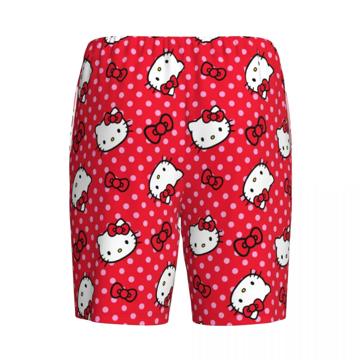 Men Cartoon Anime Hello Kitty Bow Pajama Shorts Custom Printed Sleep Pjs Sleepwear Bottoms with Pockets