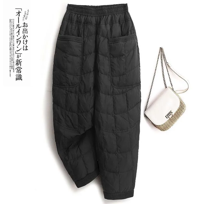 2026 New High waisted Warm Lightweight Cotton Pants for women Autumn Winter Elastic Waisted Casual Fashion Versatile Boots Pants