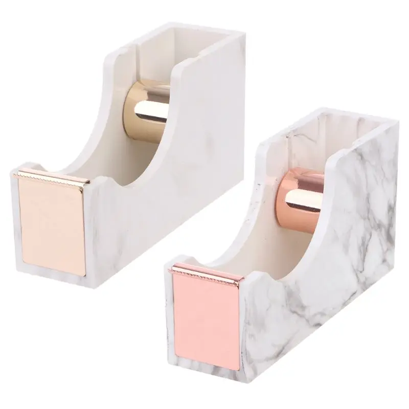 Creative Marble Desktop Adhesive Tape Dispenser Rose Gold Cutter Metal Student Stationery Gifts Office washi tape cutter Holder