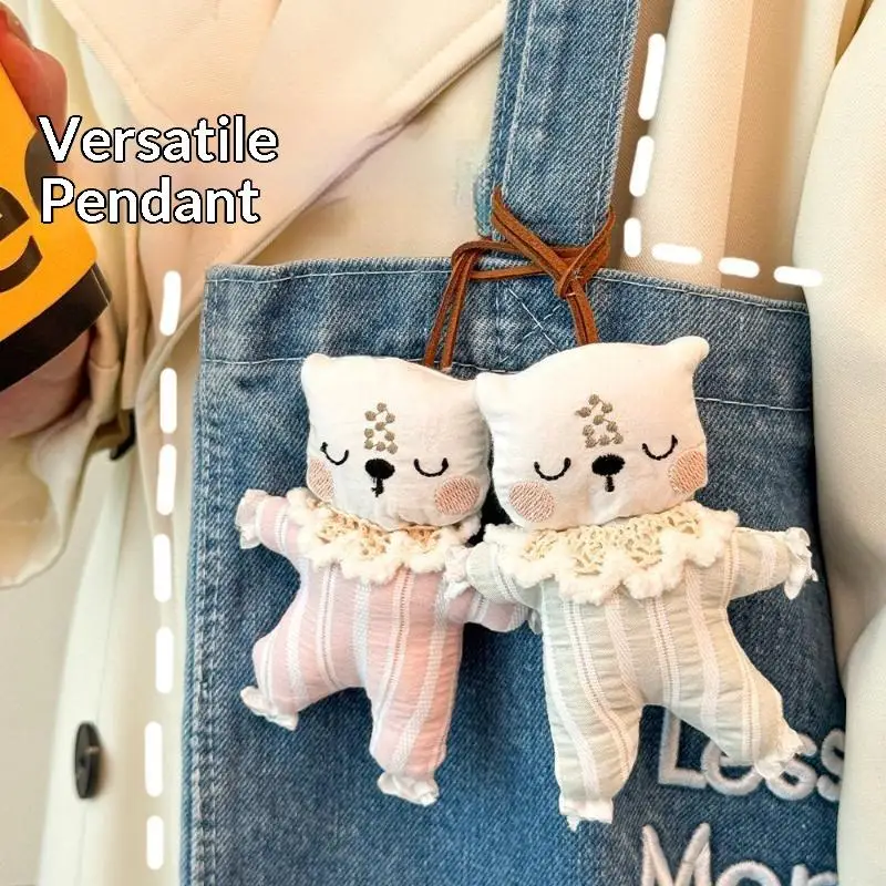 Handmade Cute Fabric Bunny Keychain Cartoon Pendant Practical Bag Charm For Backpack Car Rearview Mirror Ornament