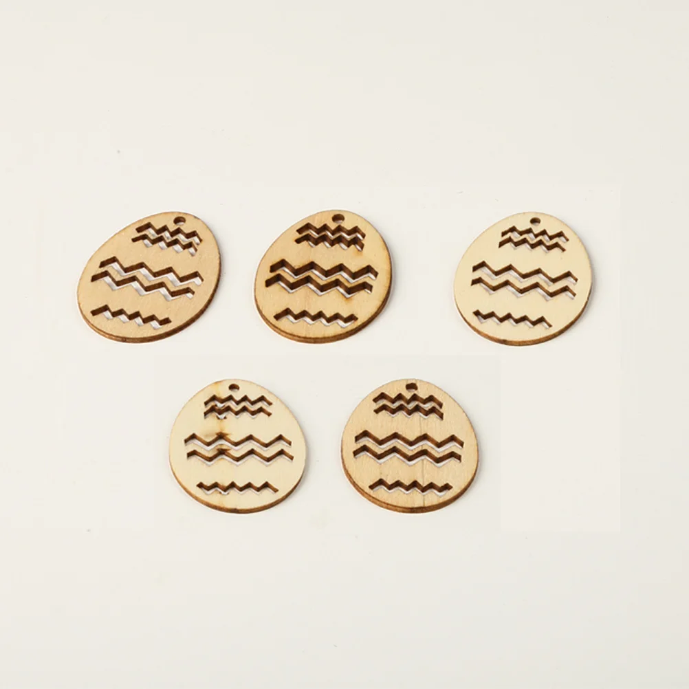 

100Pcs Easter Wood Egg DIY Hanging Decorations Creative Handmade Craft Festival Party Home Decor Wood Hanging Egg