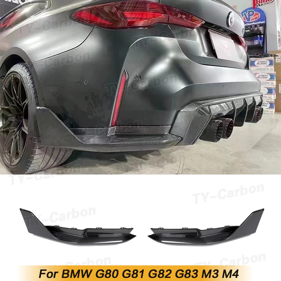 Rear Bumper Canard Splitters Flaps Apron for BMW G80 G81 M3 G82 G83 M4 2021+Dry Carbon Fiber Rear Diffuser Splitters Lip Bodykit