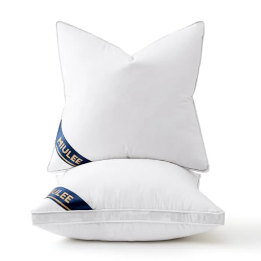 

Feather Down Pillow serts with Gusset Bed Pillows, Set Luxury Fluffy Decorative Throw Pillows for Couch Sa