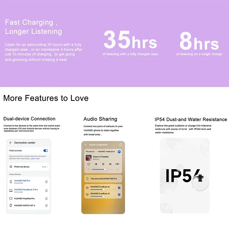 الأصلي هواوي FreeBuds 6i سماعة لاسلكية تعمل بالبلوتوث سماعة ذكي ديناميكي ANC 3.0 ستيريو الرياضة سماعة لكمة باس سماعات #6