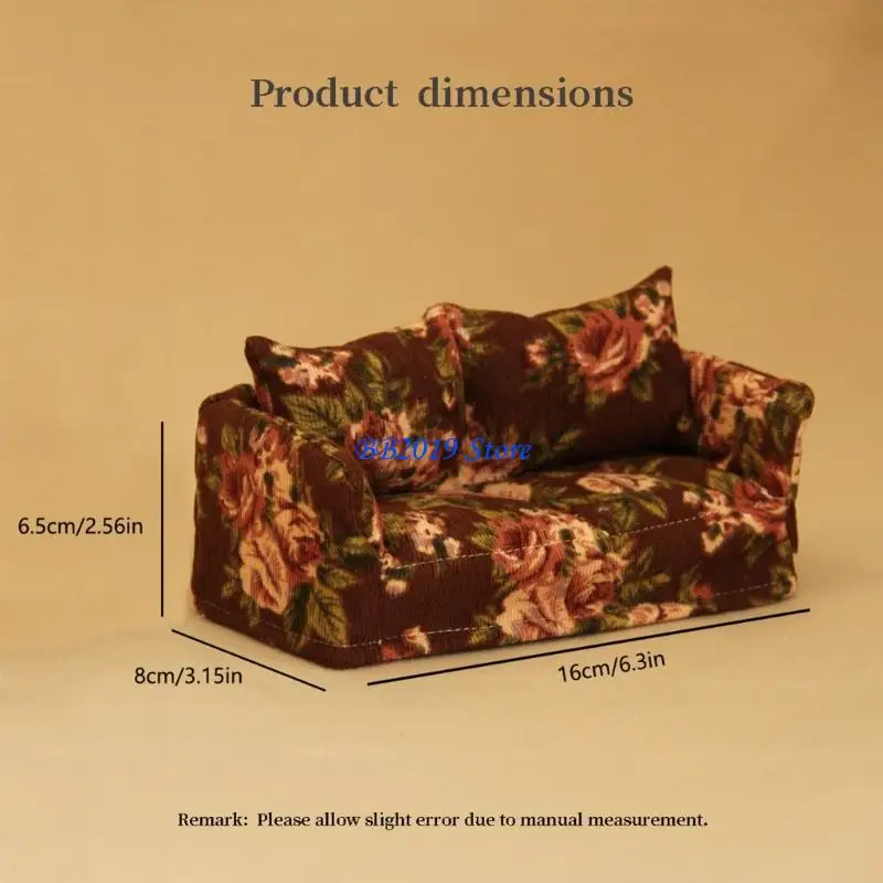 sofá en miniatura Q0KB, juguete para decoración casa muñecas 1/12, sofá con asiento amor para