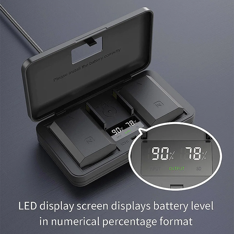 NP-FZ100 Battery Digital Charger with SD Card Reading Function, for Sony FX30 A9 II, A7R III, A7R IV/ V, A7S III, A6600, FX3