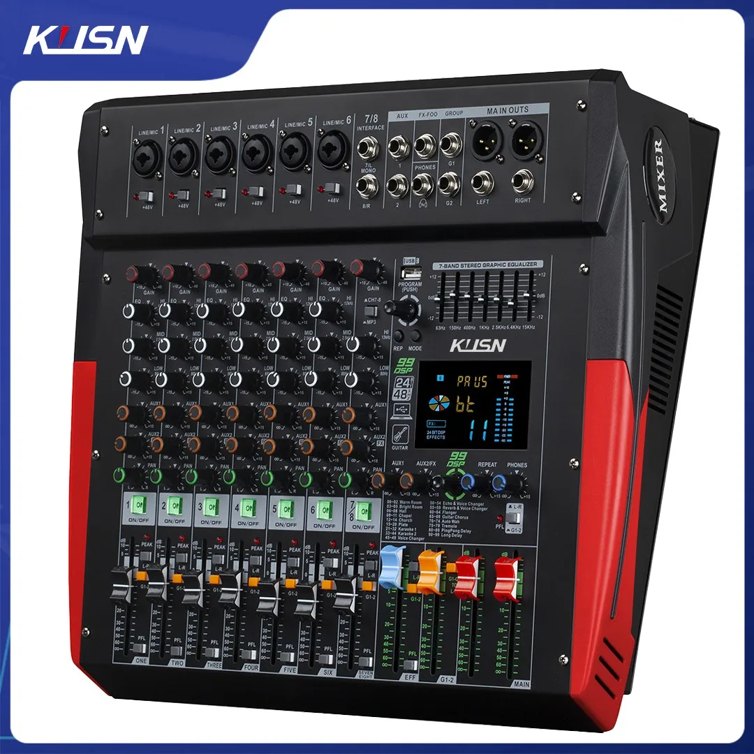 Powered Mixer 250Wx2 8 Channel 99 DSP Amplifier Mixer Bluetooth USB Professional Audio Mixing Console Soundcraft Sound Mixer