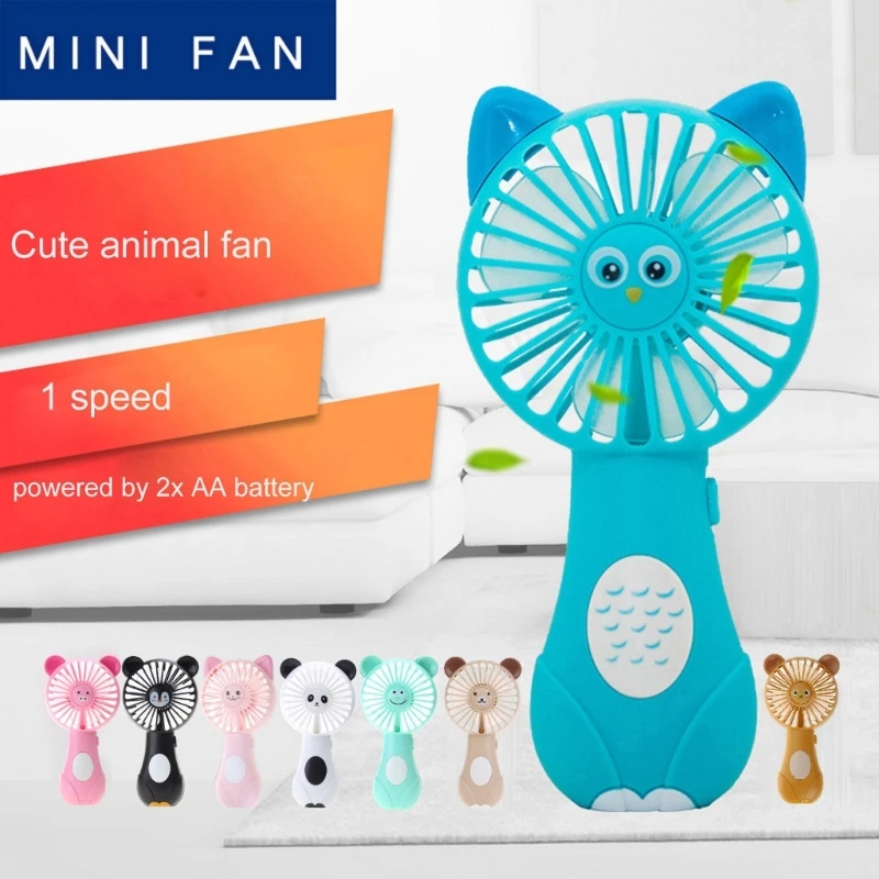 1PC Portable Handheld Fan Cartoon Pattern Mini Fans Battery Powered for Home and Outdoor Travel Summer Cooling Pocket Fan