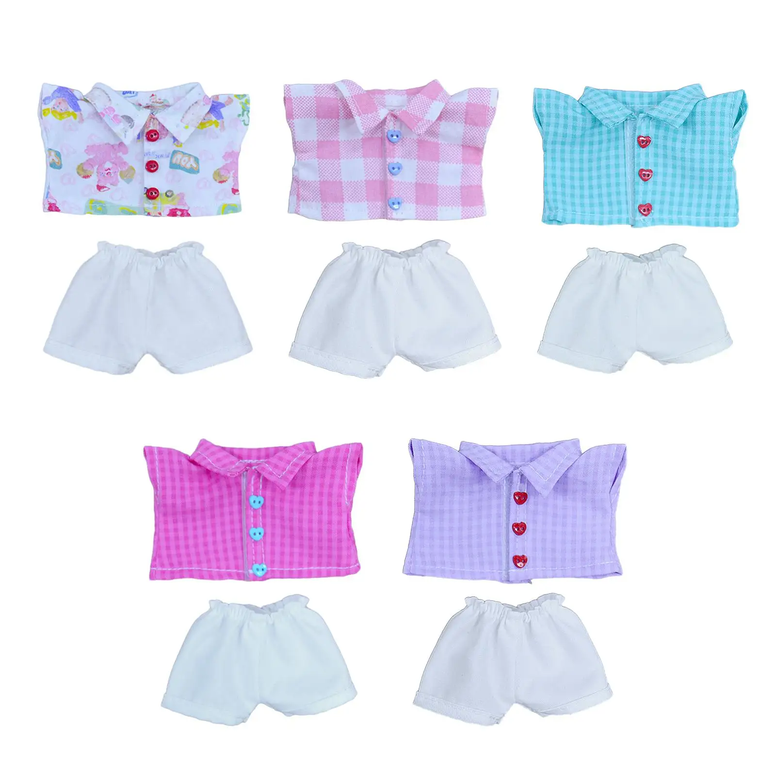 2x Fashion Dolls Shirt and Pants Costume for 17cm Dolls Girl Dolls Boy Dolls