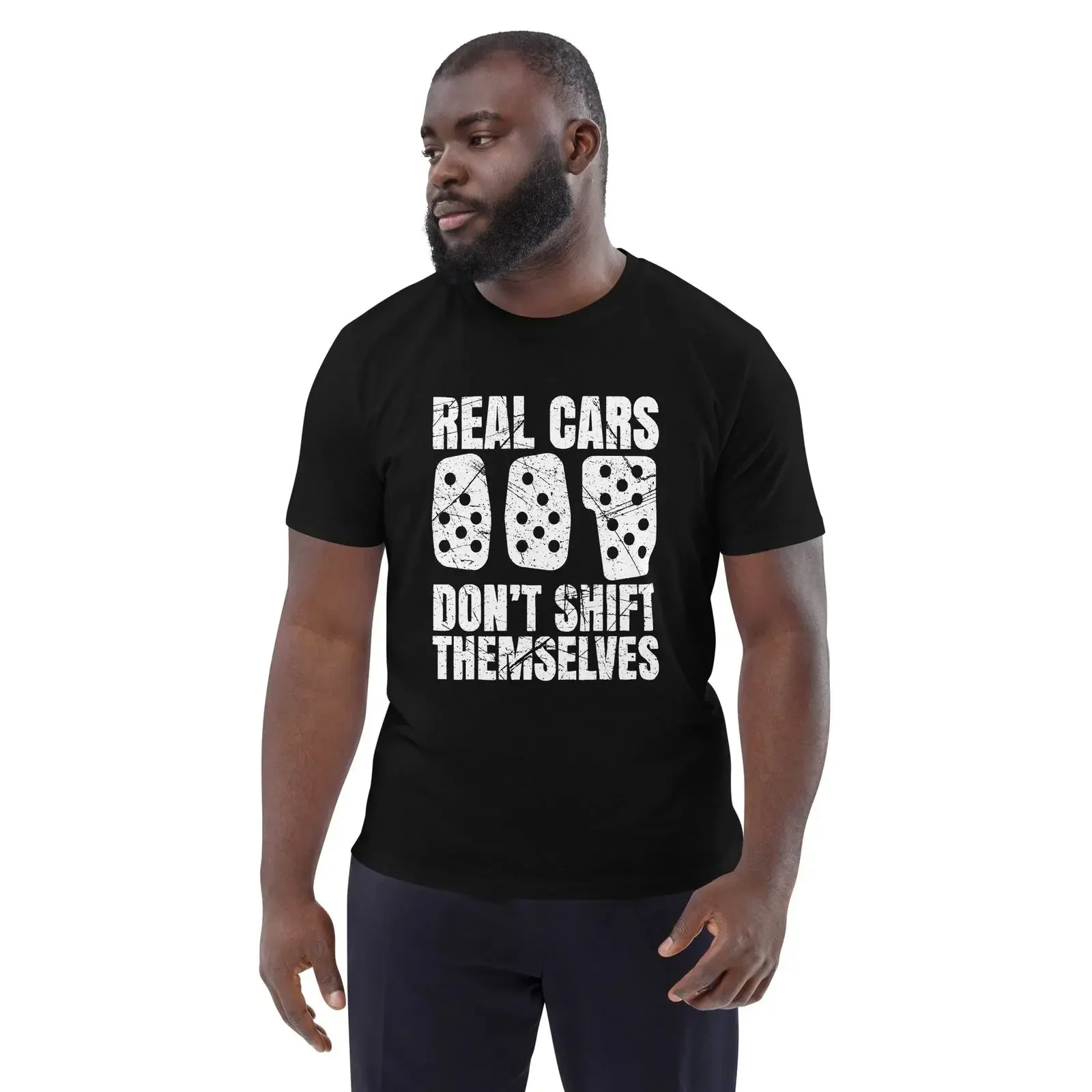 Real Cars Don't Shift Themselves Funny Auto Racing Mechanic T Shirt vintage Washed homme Slightly Soft Versatile Comfortable