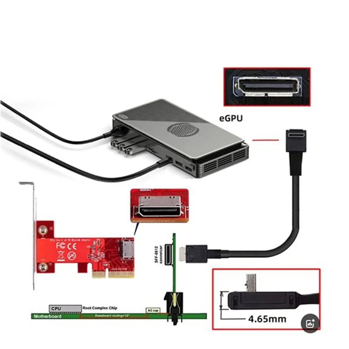 

Новый кабель OcuLink PCIe PCI-Express SFF-8611 4i 42P прямой и OcuLink SFF-8611 4I 90-градусный для SSD-накопителей, активный, 0.5м, модель 2026 года