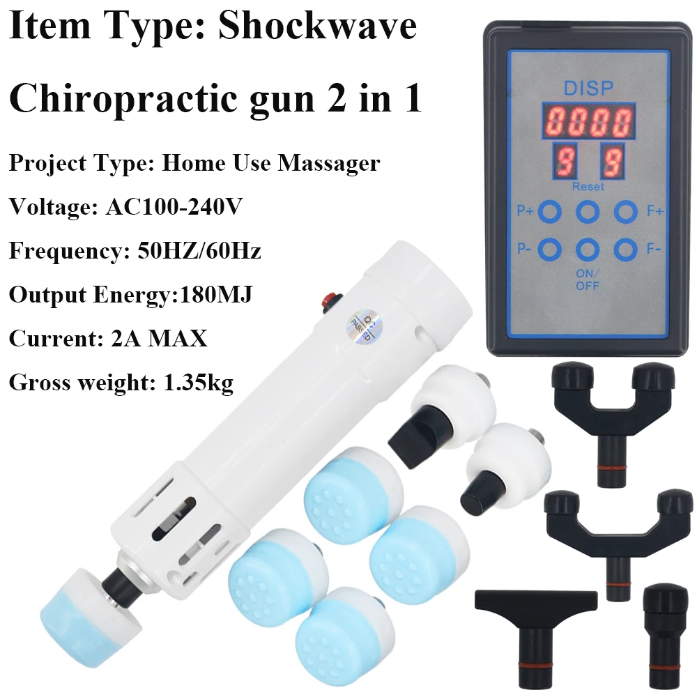 2 IN 1 Shock Wave Chiropractic Gun Massager For ED Treatment Plantar Fasciitis Pain Relief 2024 New Shockwave Therapy Machine