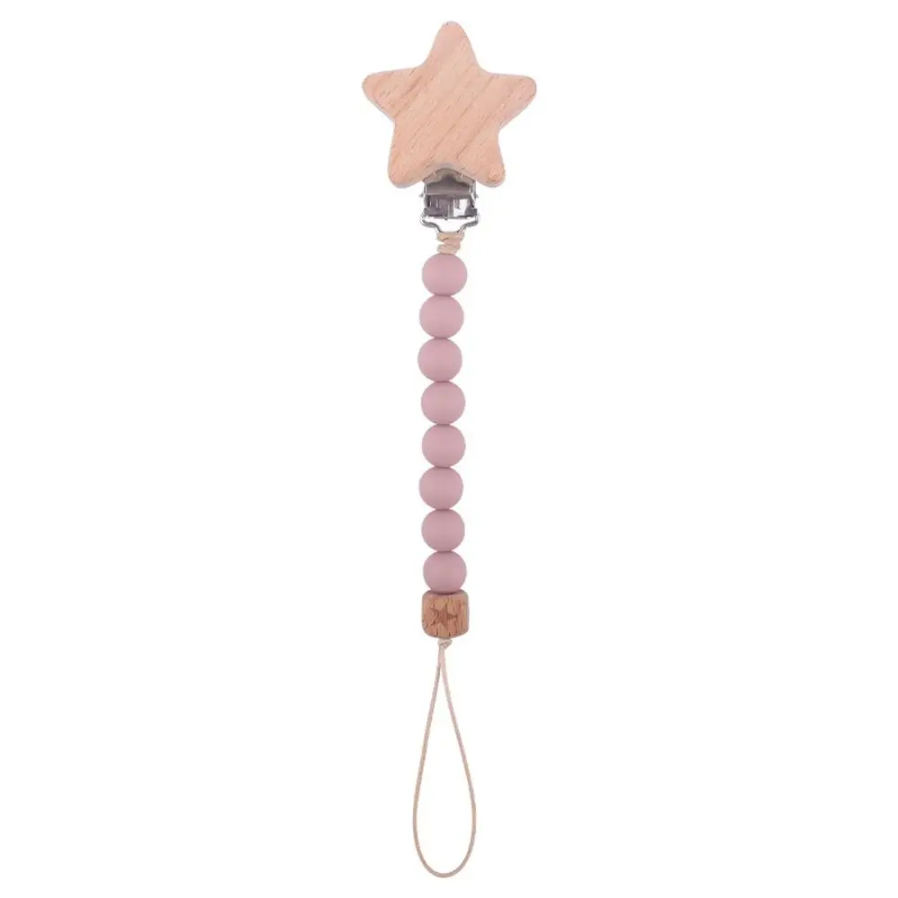 

Soother Holder Useful Food Grade Wooden Silicone Anti-drop Beads Baby Pacifier Chain Pacifier Clips Chains Lanyard Molar Chain