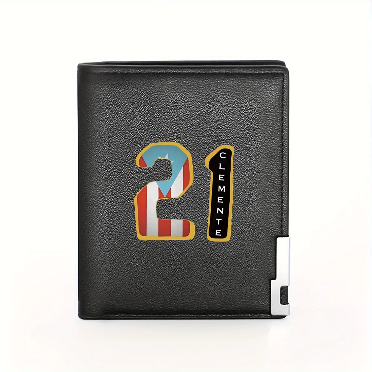 21 Clemente Number Puerto Rico Flag Design Business Mens Casual Elegant Simple Practical Quality Wallet Stylish Printing Graphic