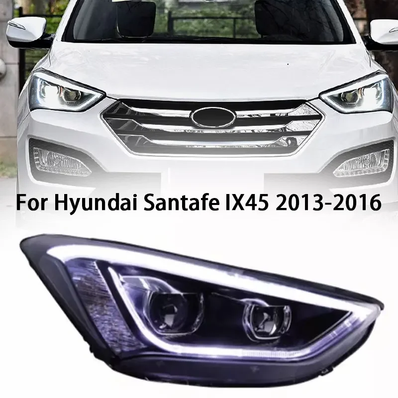 

Cars Headlight For Hyundai Sante FE IX45 2013-2016 LED Headlights DRL Dynamic Turn Signal Lamp Projector Lens Style Accessories