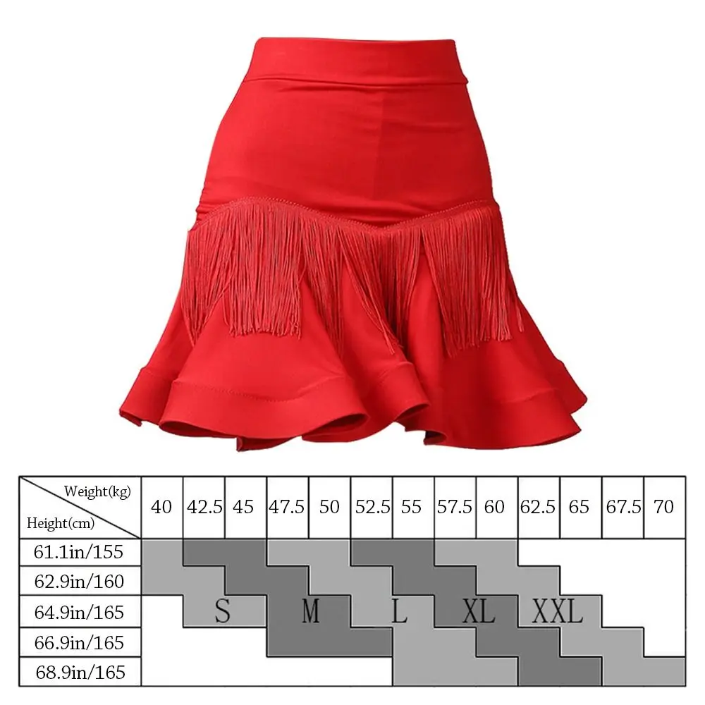 Kwastje Latin Dans Rok Korte Professionele Ballroom Dans Rok Toneelkostuum Chacha Danskleding Samba Dansrok voor Vrouwen