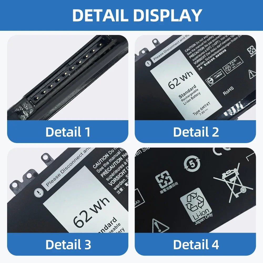 New Laptop Battery 6MT4T For Dell Latitude E5470 E5570 Precision 3510 0HK6DV 079VRK TXF9M 0TXF9M 62WH