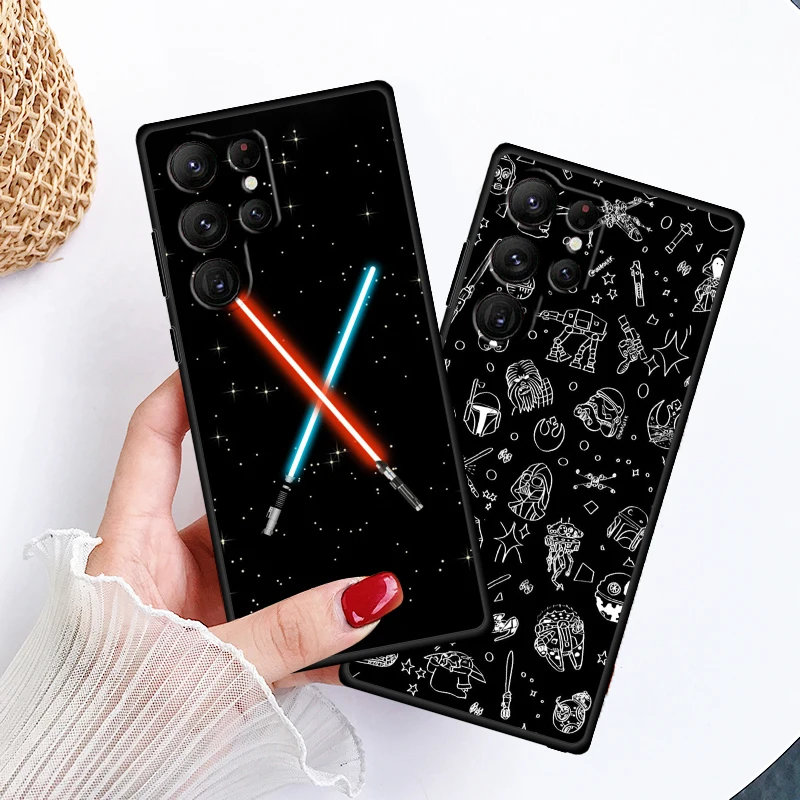 Disney Star wars For Samsung Galaxy S24 S23 S22 S21 S20 FE S10 S9 S10E S8 Plus Ultra Lite 5G Black Phone Case