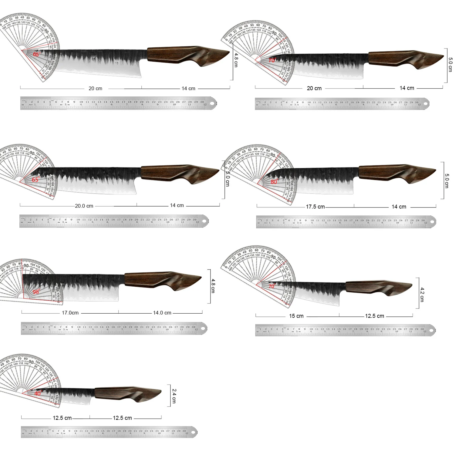 XITUO Razor Sharp Japanese Knife Set 1-7PCS,with Ebony Handle for Meat Vegetable Fruit, Three-layer Composite High-carbon Steel