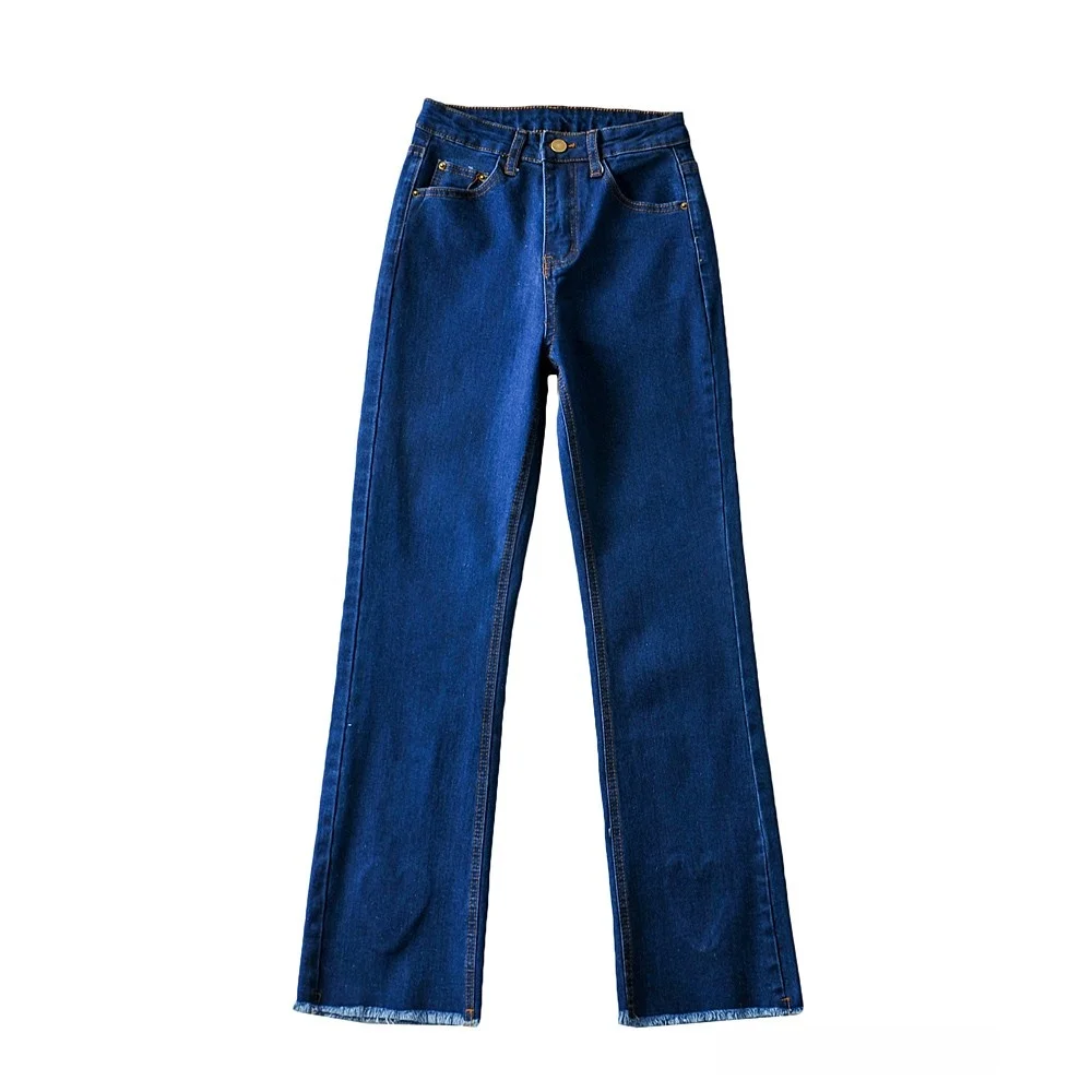 

Slimming Effect High Waist Straight Leg Jeans Women's Elastic Embroidered Love Heart Distred Denim Trousers Trendy Design