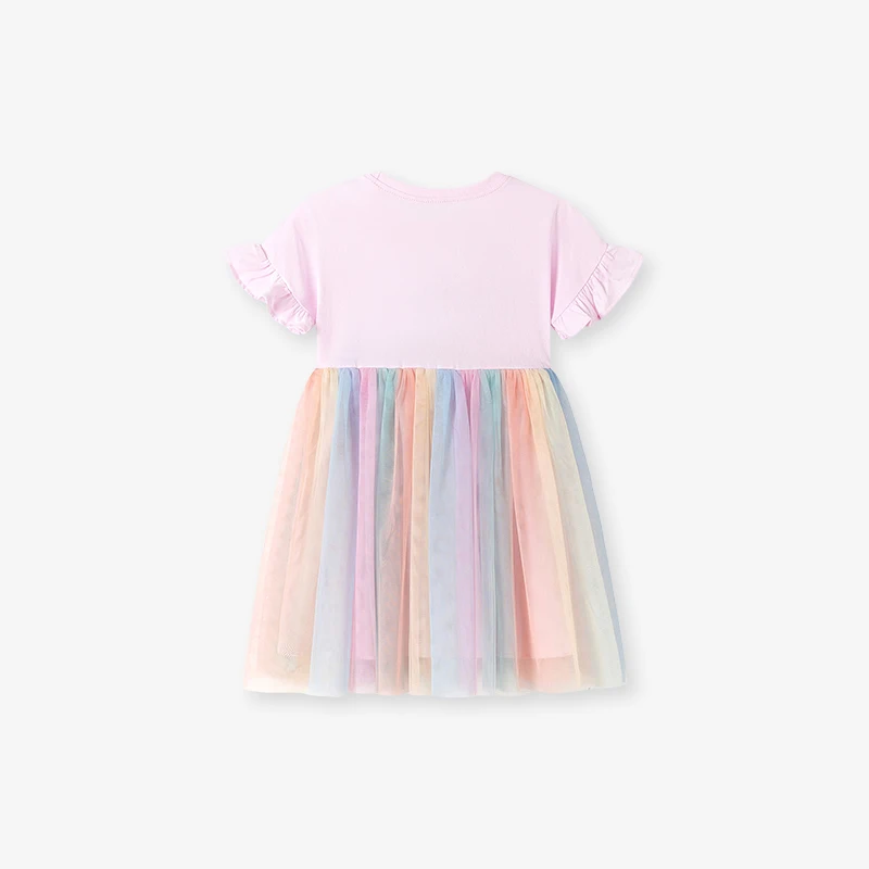 Little maven Baby Girls Summer 2026 Kids Clothes Cartoon Rabbits Princess Children's Clothing Birthday Mesh Dresses 2-7 Years
