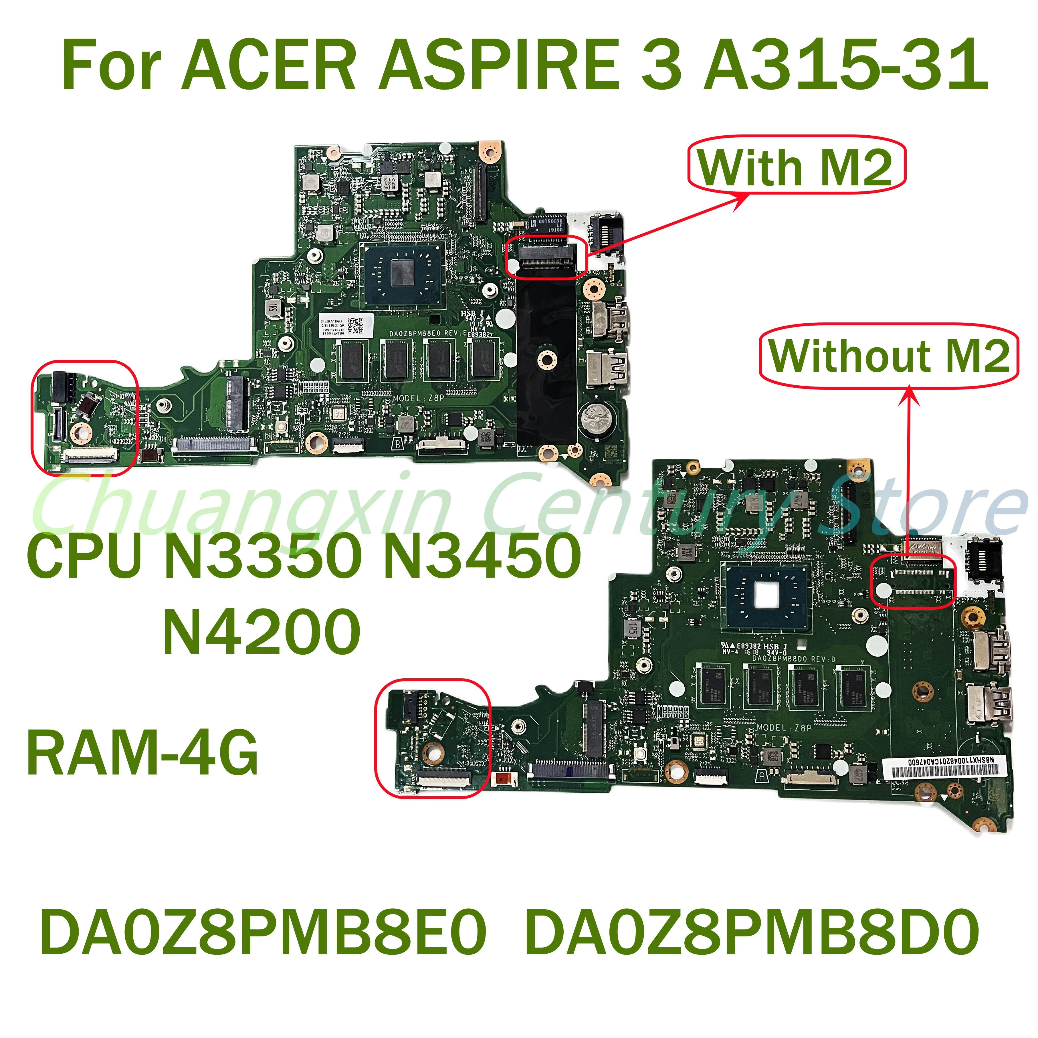 DA0Z8PMB8E0 DA0Z8PMB8D0 For Acer Aspire 1 laptop  A114-31 CPU: N3350/N3450/N4200  Motherboard 100% tested OK before shipment