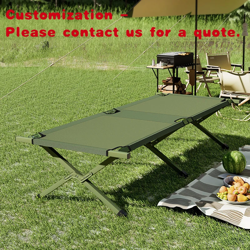 custom.Outdoor Folding Bed Single Portable Aluminum Alloy Iron Frame Oxford Cloth Lunch Break Camping Emergency Disast