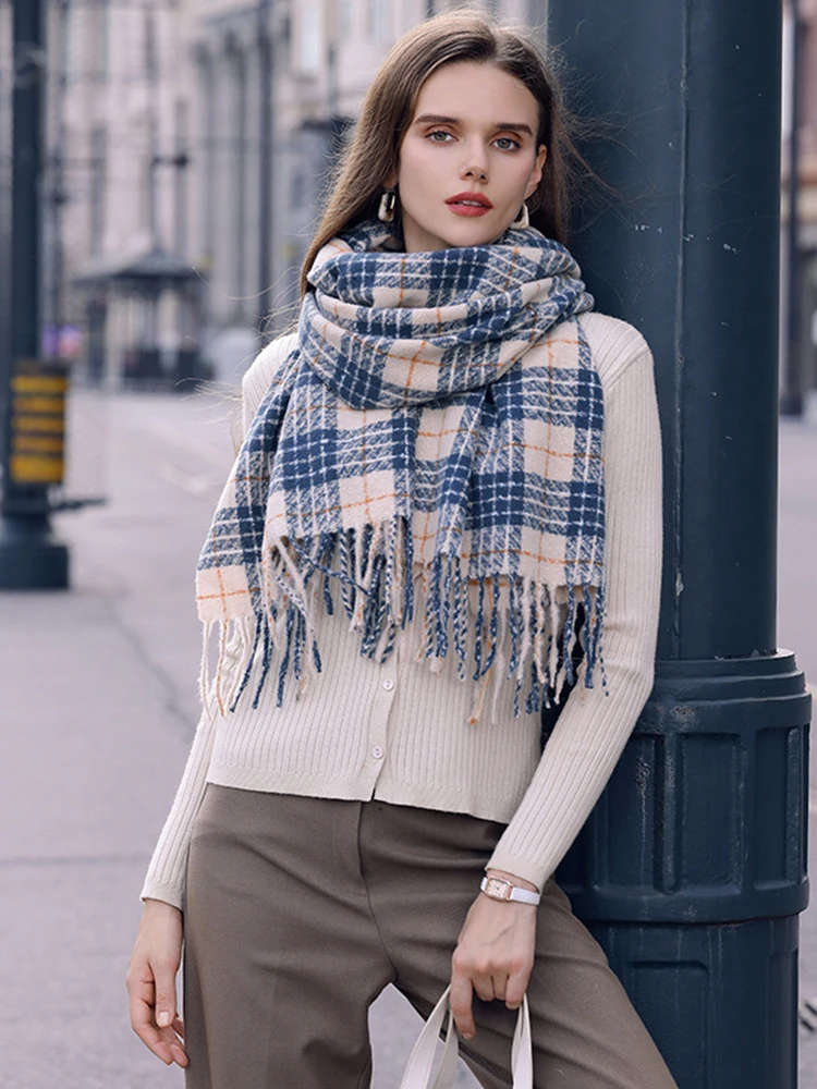 Knitted Scarf Headscarf Winter Women Ladies Men Preppy Plaid Warm Scarves Pashmina Mujer Female Male Foulard Bufanda Wrap Shawl