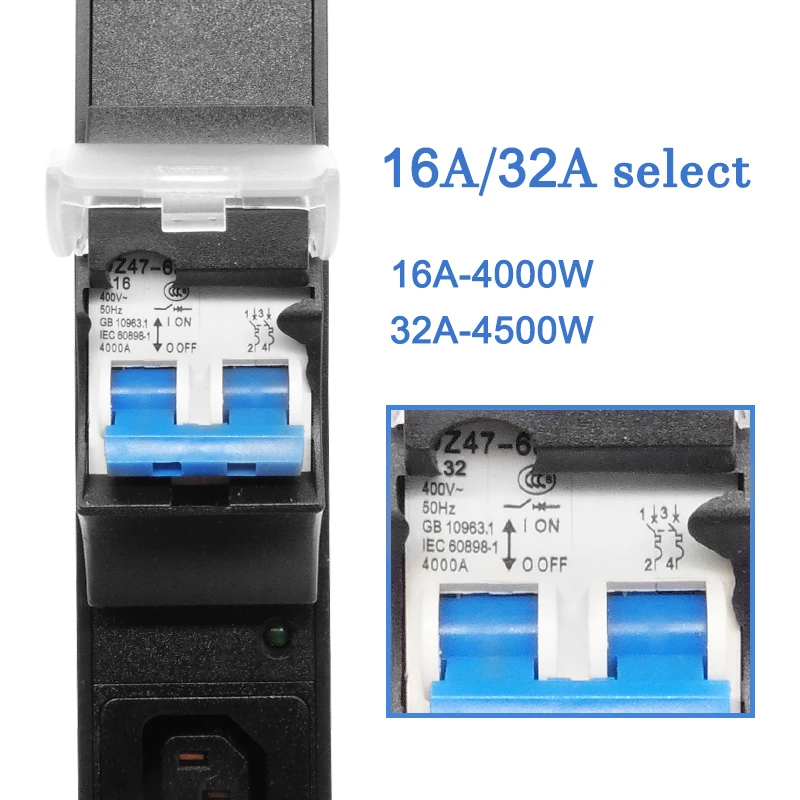 Imagem -02 - Rede Rack Pdu Power Strip 16 32a Unidade de Distribuição de Energia do Interruptor de ar Iec C13 28 Tomada Placa de Fiação Amperímetro Display