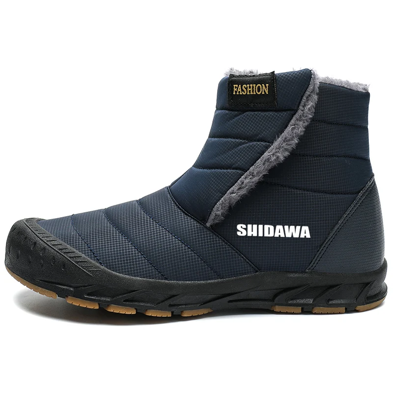 Shidawa Men Casual Waterproof Snow Boots Large Couple Winter Plush Warm Fishing Cotton Shoes Outdoor Sports Non-slip Hiking Shoe