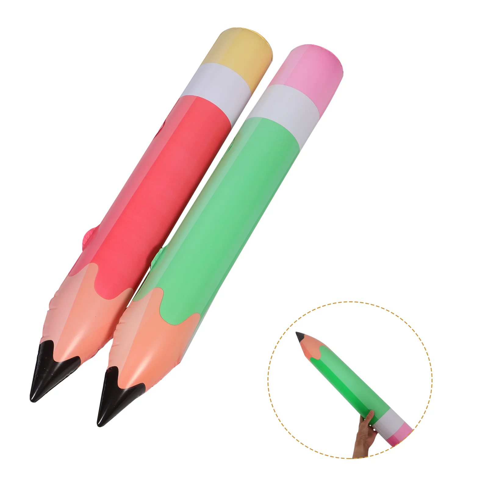 

2 Pcs Inflatable Pencil Toy Decors Prop Lead Pencils Decorations Decorative Pvc School Supplies Preschool Kids Toys