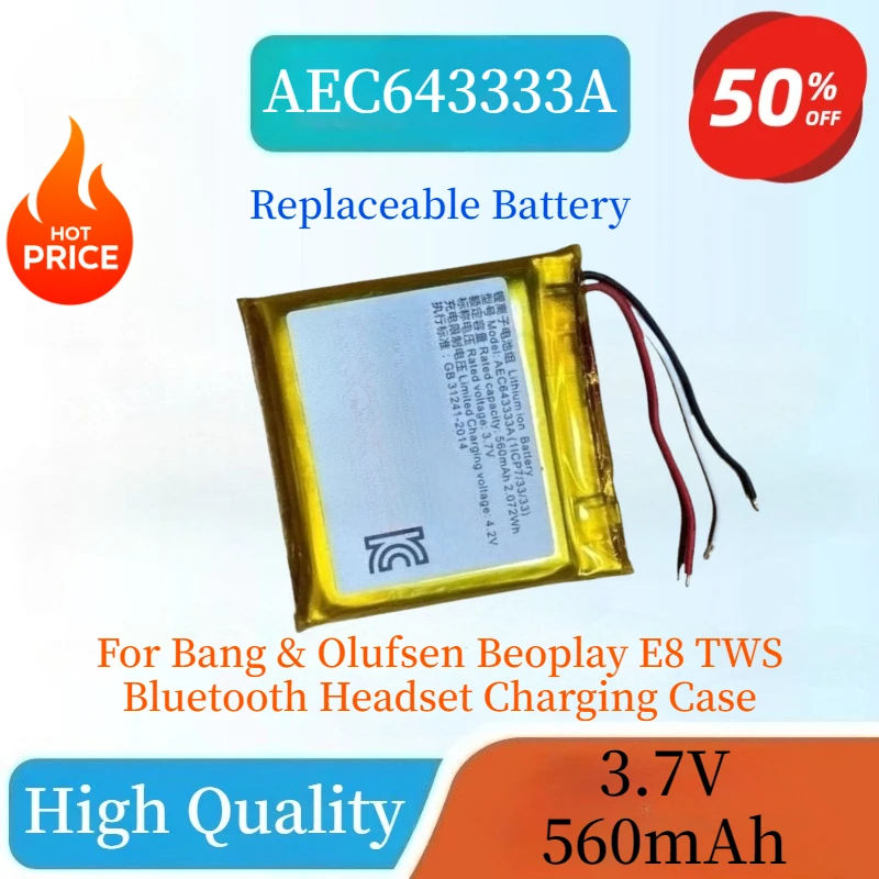

High Quality AEC643333A 3.7V 560mAh Replacement Battery For Bang & Olufsen Beoplay E8 TWS Bluetooth Headset Charging Case