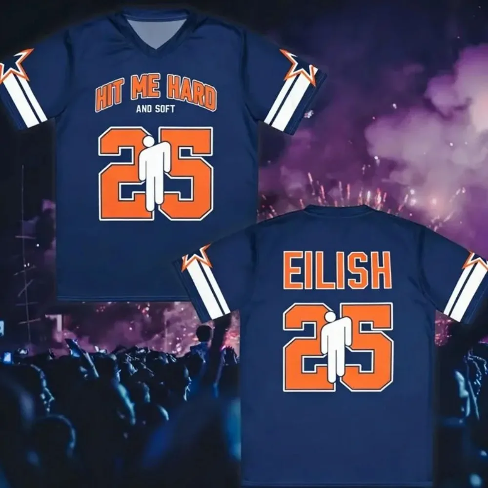 T-shirt à manches courtes de style street hip-hop américain, jersey de sport pour concert Billie Eilish, nouvelle collection mode 2026, t-shirts décontractés pour hommes et femmes