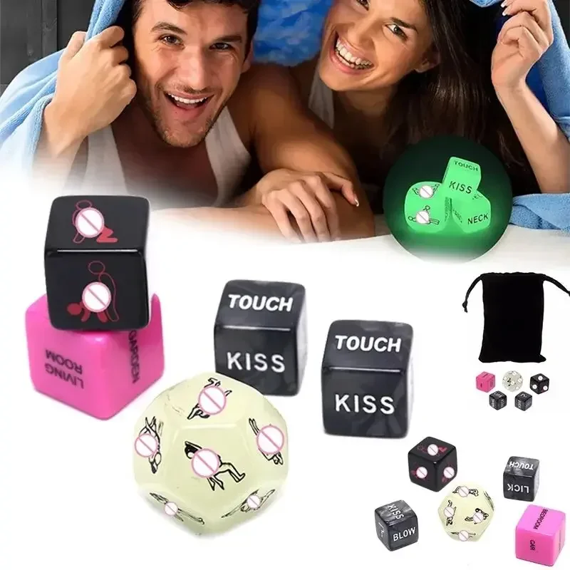 Dados sexuales luminosos de 6 piezas para parejas, juegos para adultos, cubos para coquetear, accesorios eróticos, barra de postura, regalos para parejas