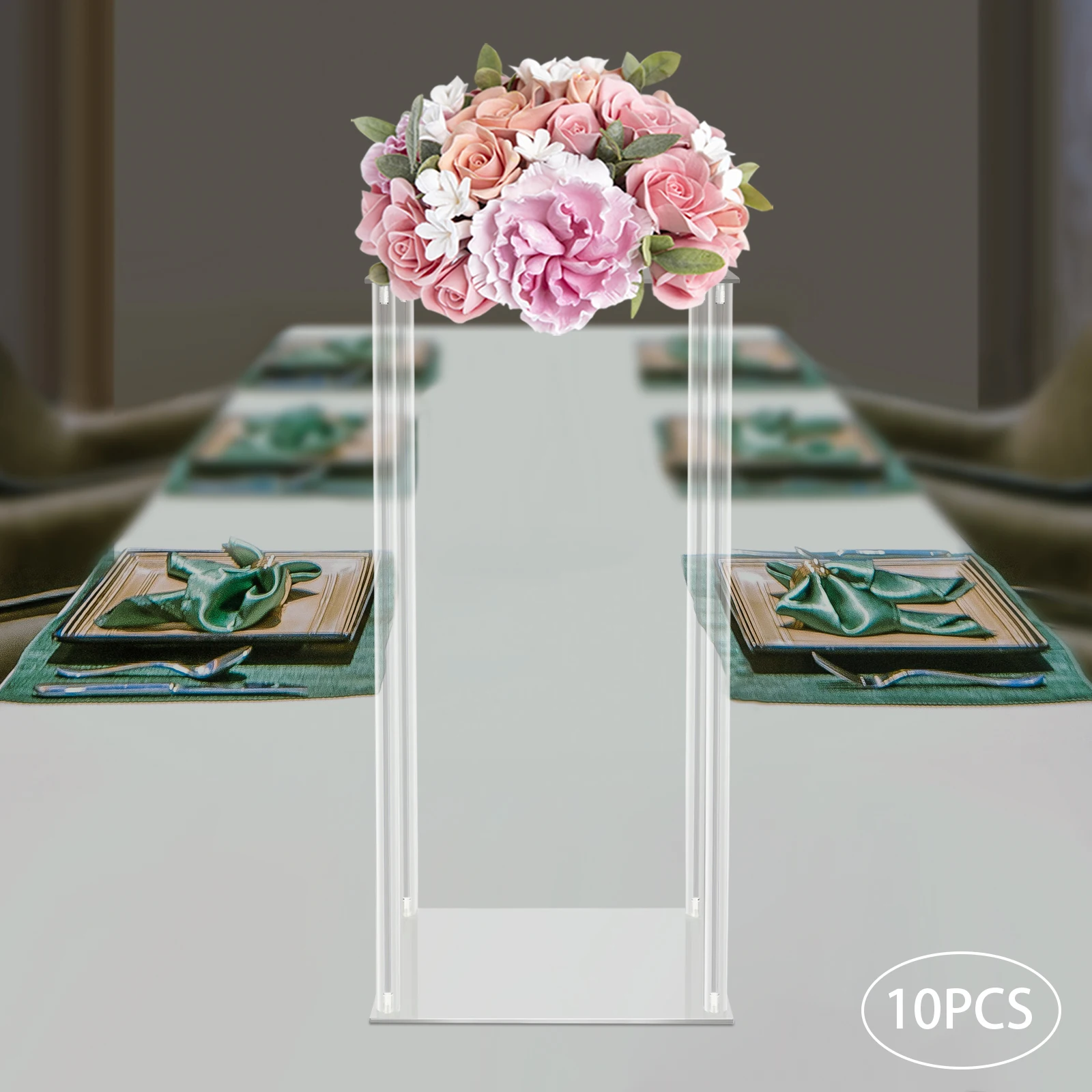 10 Piece Set of Acrylic Flower Rack Wedding Reception Table Clear Flower Vase30 * 20 * 60cm