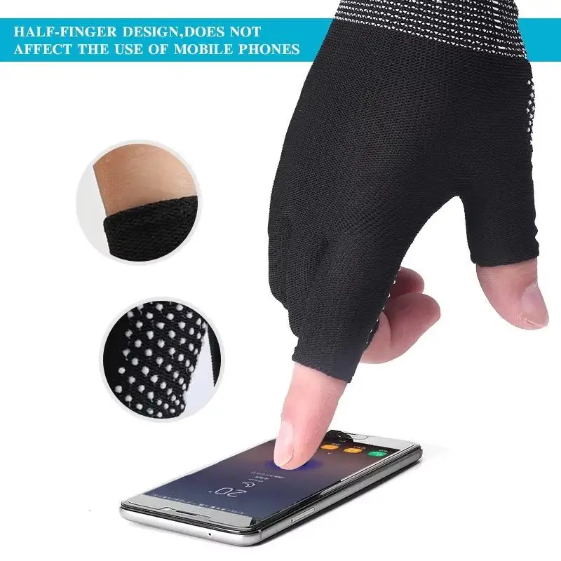 1 Paar Sonnenschutzhandschuhe, fingerlos, leicht, dehnbar, ideal zum Motorradfahren, 2/5-Finger-Handschuhe mit freiliegender Spitze. – Detail 5