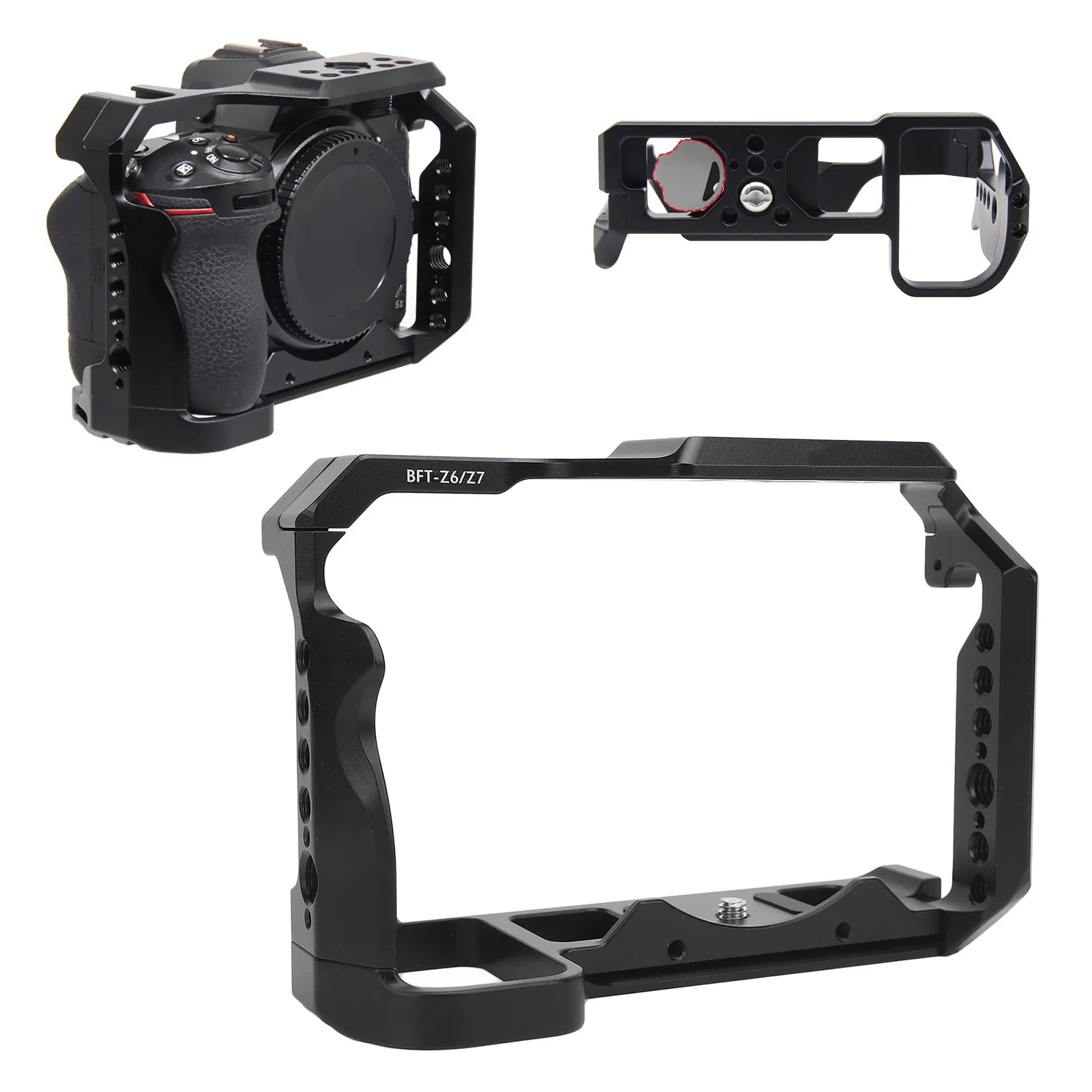 

Camera Cage 1/4in 3/8in Screw Hole Aluminum Alloy Video Camera Rig Stabilizer Frame for Z6 Z7 Camera Camera Cage Camera Cage Rig