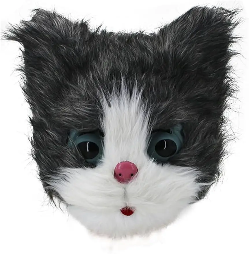 

Halloween Plush Cat Full Face Mask Funny Masquerade Furry Mask Cosplay Costume Realistic Party Headgear Cartoon Pro